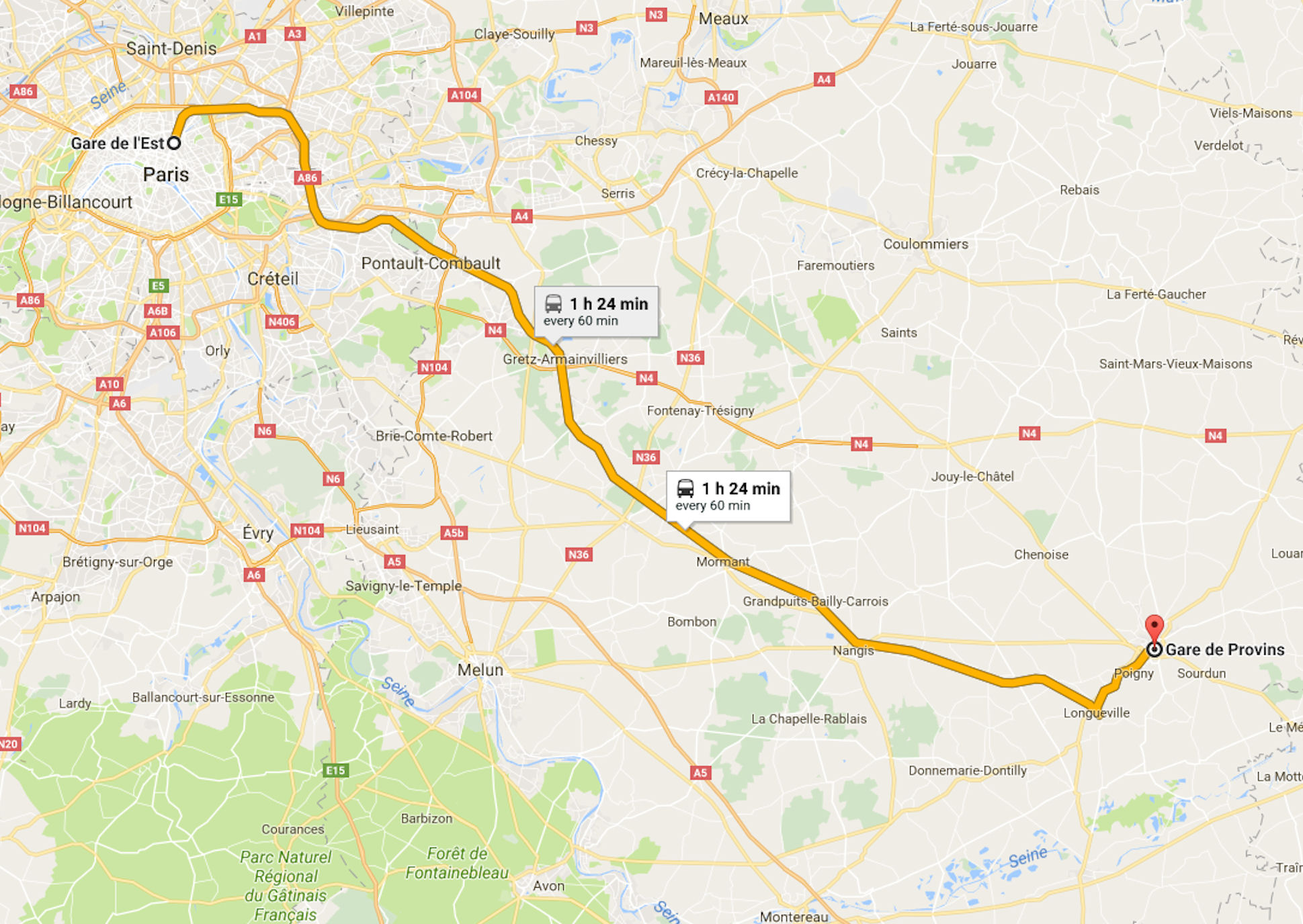 Train Route to Provins