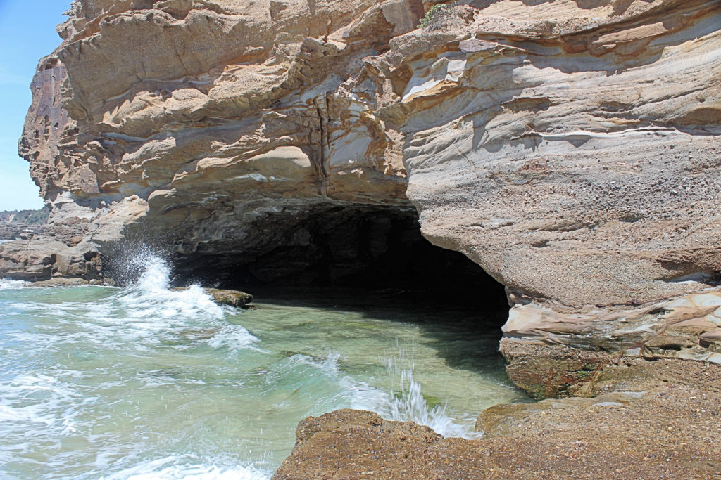 Cave's Beach Sea Cave at High Tide