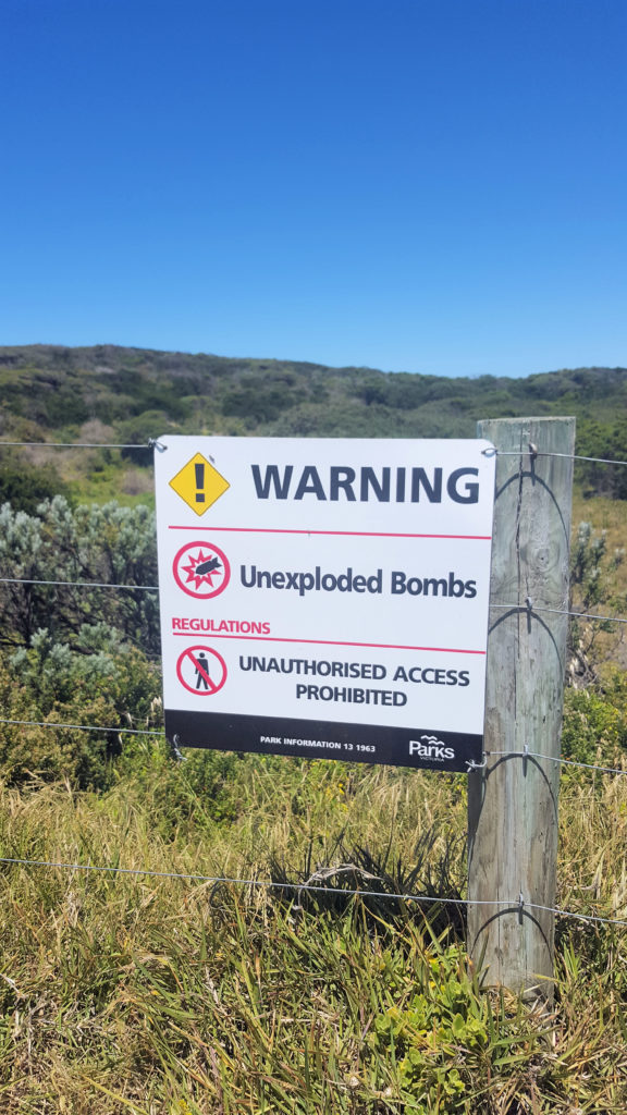 Warning Sign at Point Nepean National Park www.destinationsjourney.com