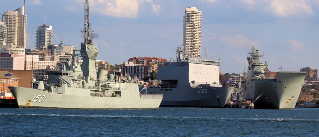 HMAS ANZAC Choules Canberra HMAS ANZAC (III) FFH 150