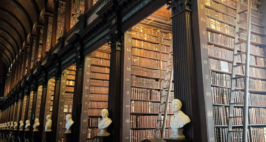 The Long Room Trinity College Library Rows of Book shelves Dublin Ireland Driving Tour of Ireland