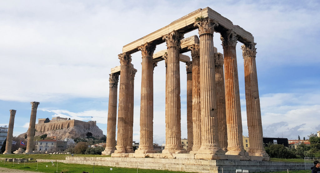 Temple of Olympian Zeus with Acropolis in the Background