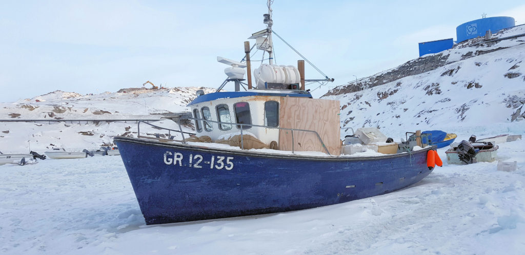 Ice Bound Fishing Boat Ilulissat Greenland