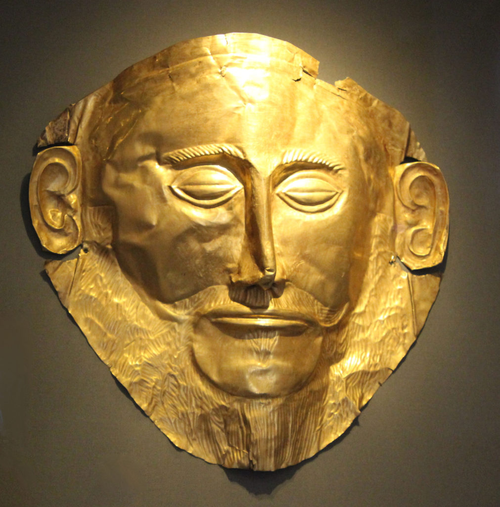 Death Mask of Agamemnon at the National Archaeological Museum Athens Greece