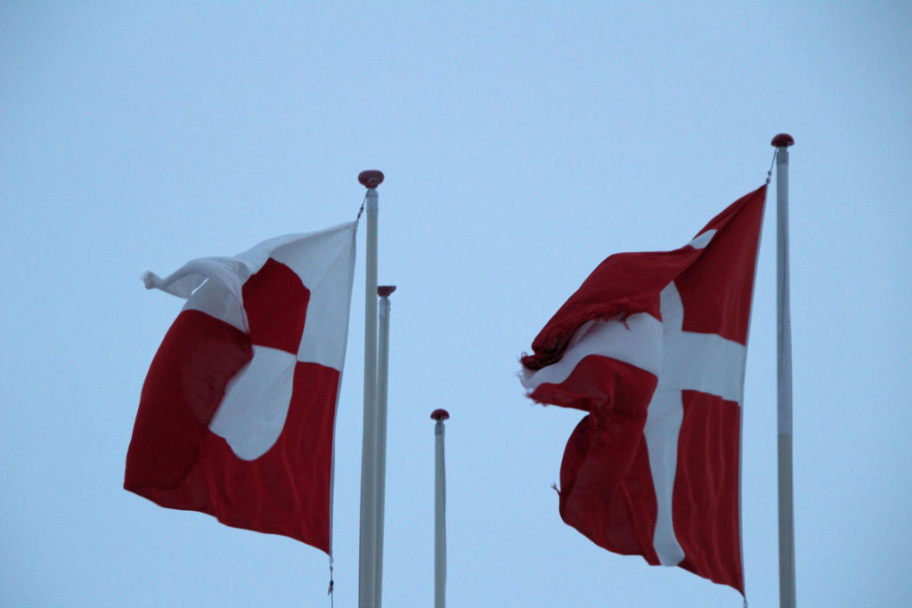 Danish and Greenland Flags at Hotel Arctic Ilulissat Greenland