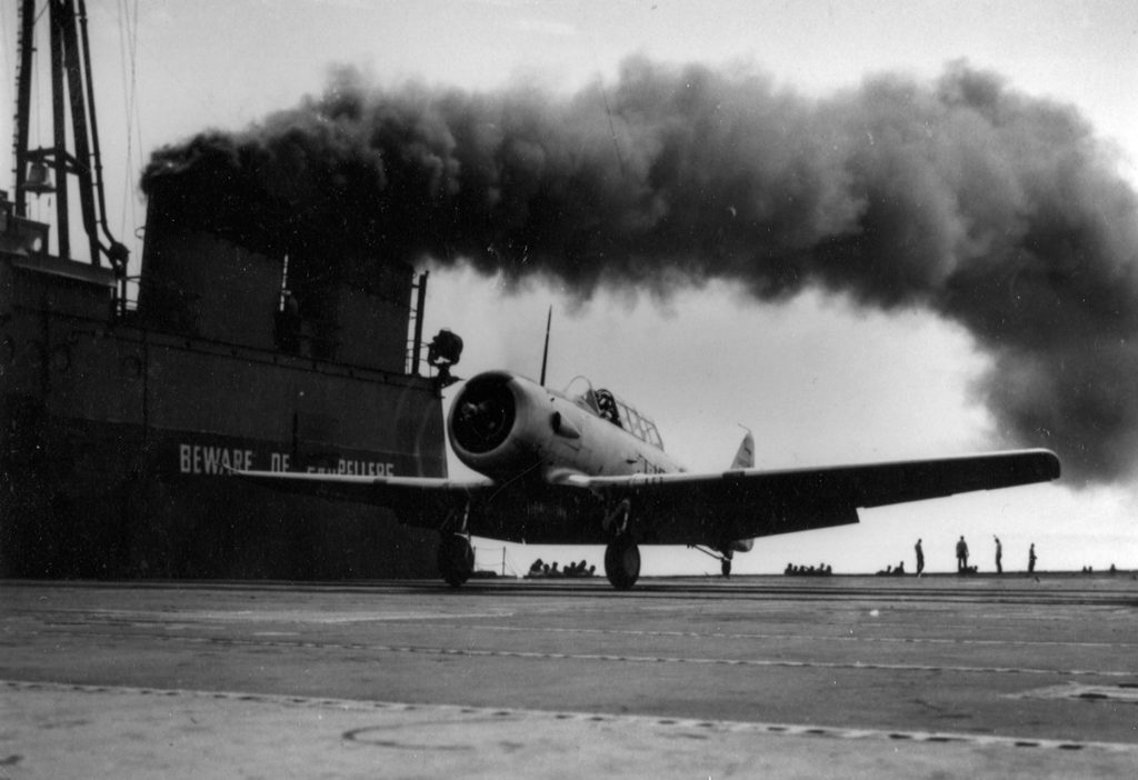 SNJ Texan Taking Off From USS Sable