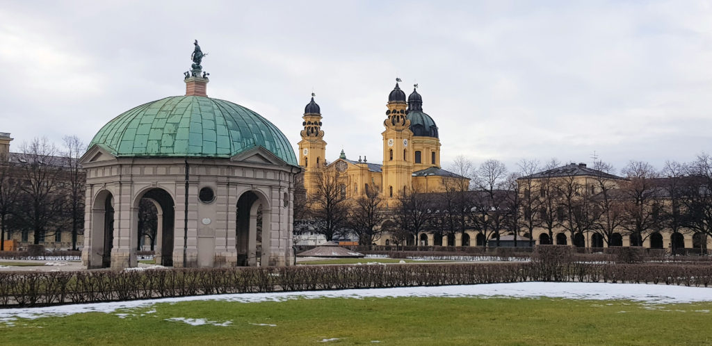 Theatine Church Behind Diana Temple in Hofgarten Munich