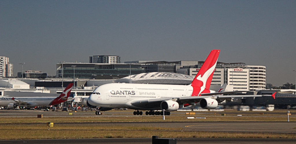 Qantas VH-OQL Airbus A380-842 Sydney Airport August 2019