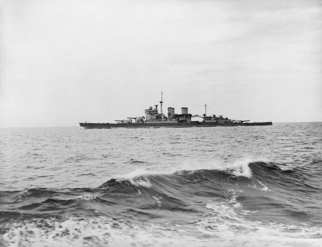 HMS Renown at sea photographed from the cruiser HMS Sheffield