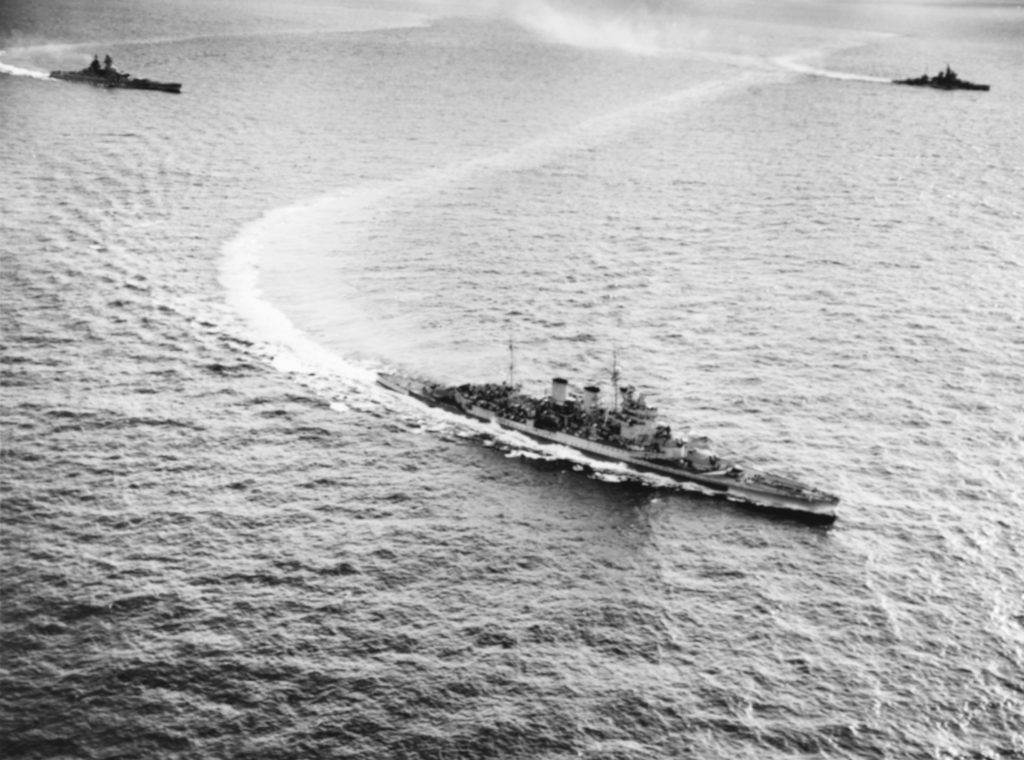 HMS Renown operating with other capital ships of the British Eastern Fleet in the Indian Ocean area, 12 May 1944