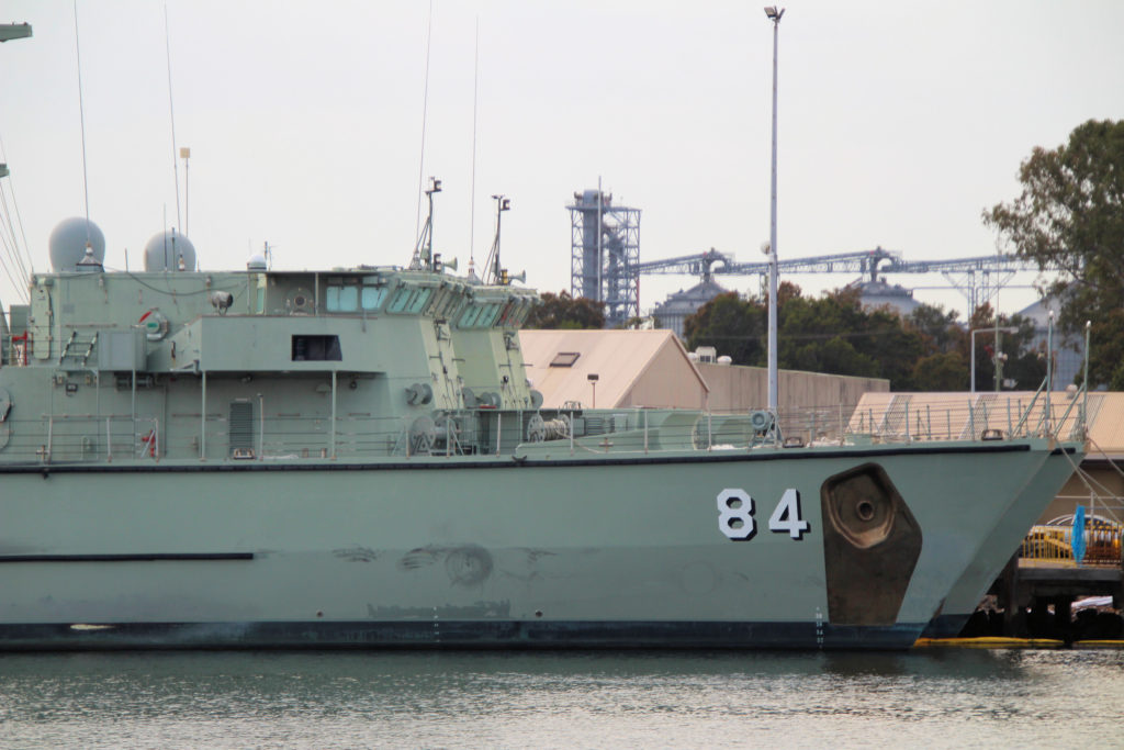 Huon-class minehunters HMAS Norman M84 with HMAS Hawkesbury M83 Behind