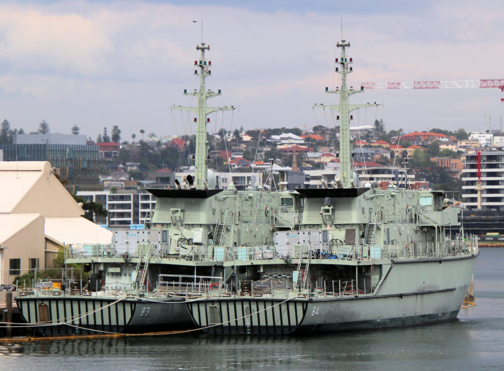 Huon-class minehunters HMAS Norman M84 and HMAS Hawkesbury M83