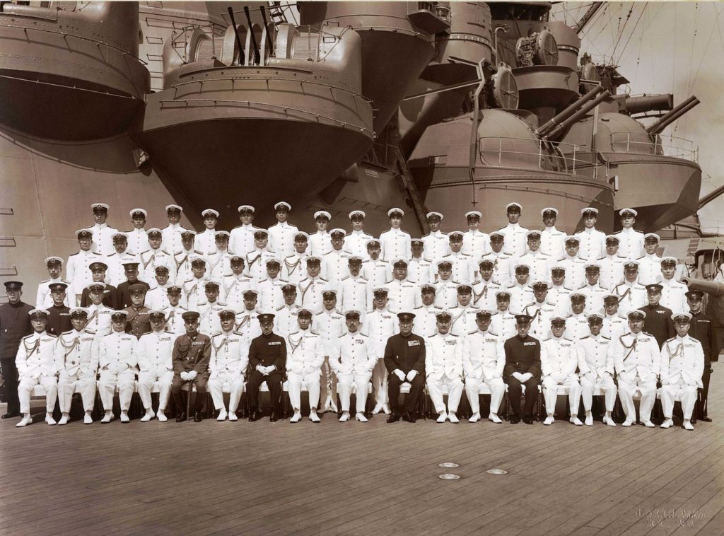 Ship's Officers and Emperor Hirohito on Musashi