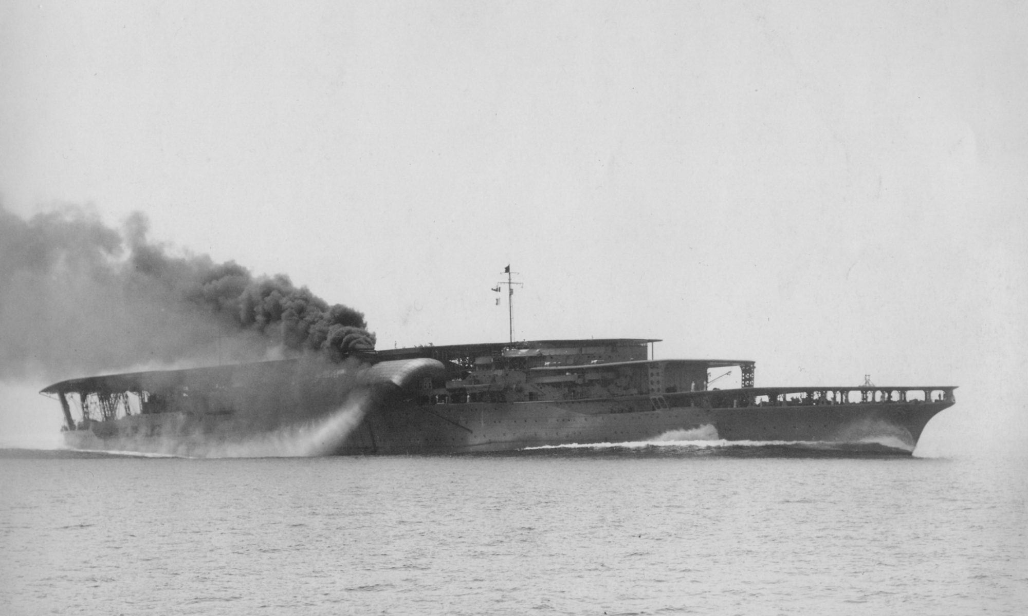 Akagi underway, circa 1927-1935; note the triple flight deck