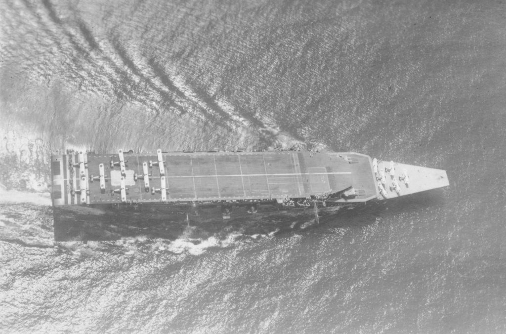 Kaga underway during air operations training, Japan, 1930; note B1M Type 13 and A1N Type 3 aircraft on flight deck