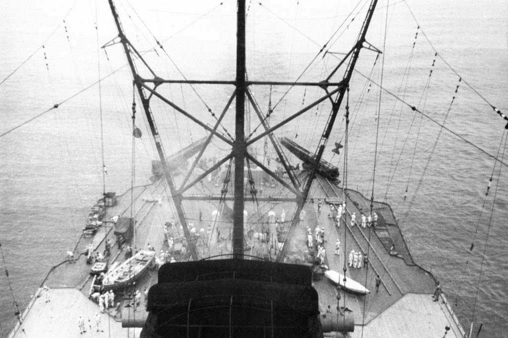 View of Musashi's fantail from her funnel, 1942