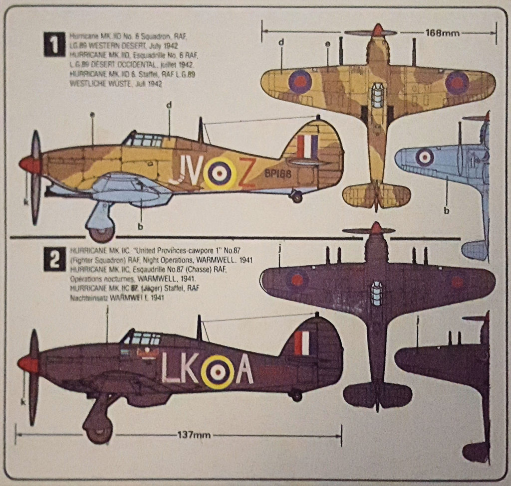 Hawker Hurricane Mk IID 6 Sqn RAF Western Desert July 1942 Matchbox 1/72 Scale Painting Instructions