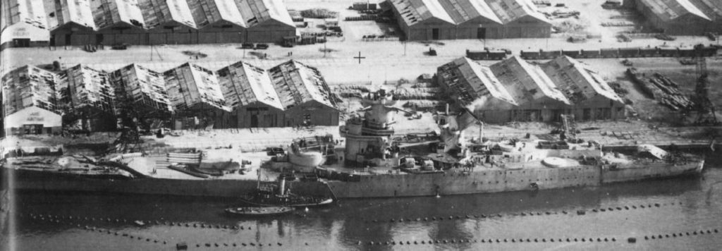 Jean Bart, photographed from an aircraft of the USS Ranger