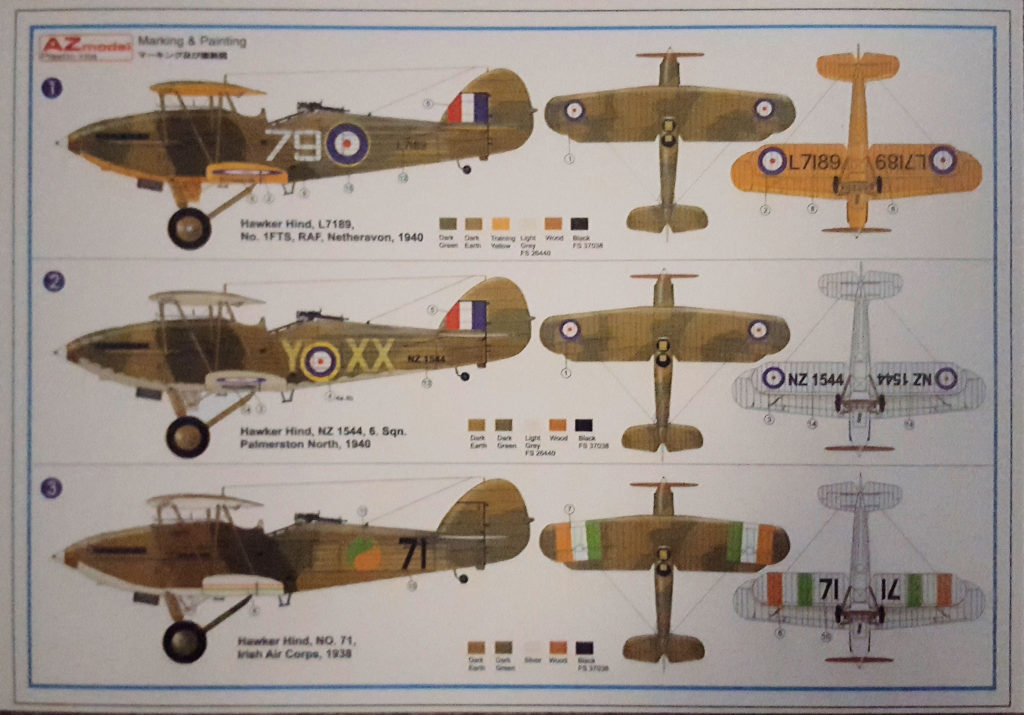 Hawker Hind 1/72 Scale Model by AZ Models Painting Instructions