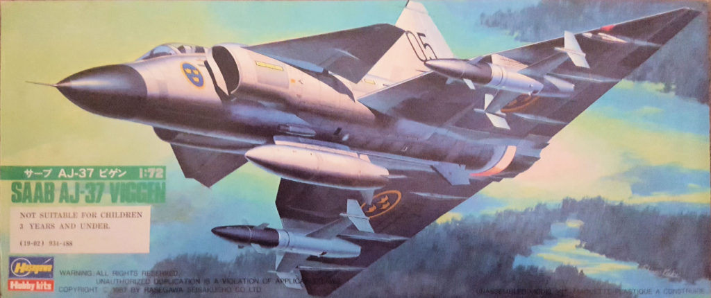 Saab AJ-37 Viggen 1/72 Scale Model by Hasegawa Box Art