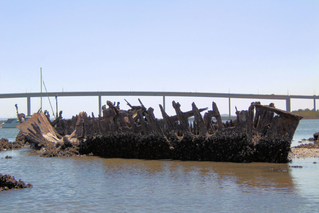 The Wreck of the Kate Tatham With Stockton Bridge in the Background