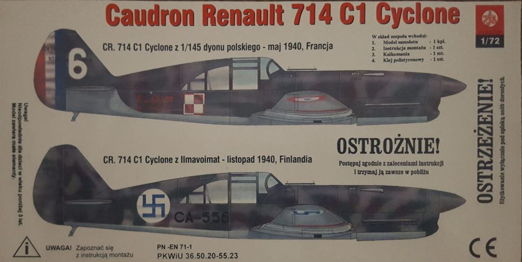 Caudron Renault 714 C1 Cyclone 1/72 Scale Model by ZTS Plastyk Box Art