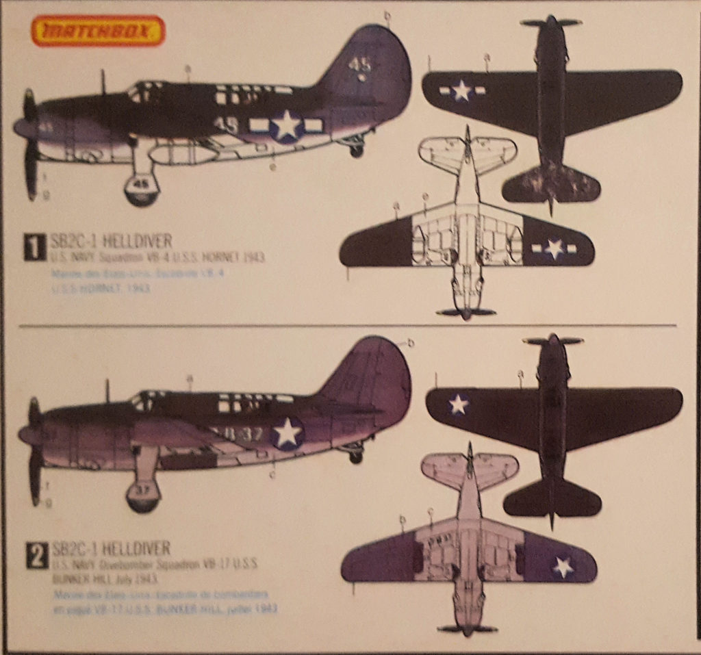 Curtiss SB2C-1 Helldiver 1/72 Scale Model by Matchbox Box Art