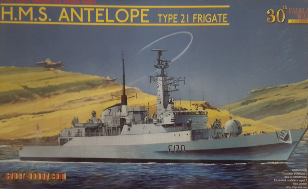 H.M.S. Antelope Type 21 Frigate 1/700 Scale Model by Cyber Hobby Box Art