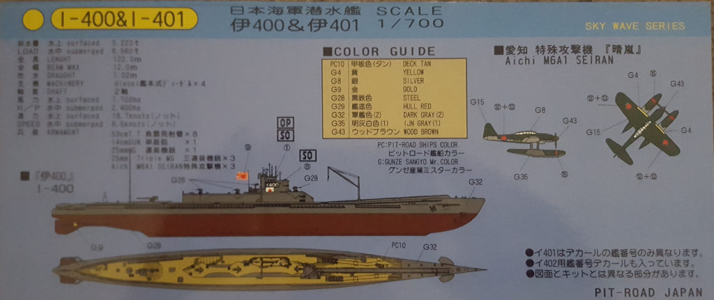 IJN Submarine Type I-400 1/700 Scale Model by Pit Road Box Art