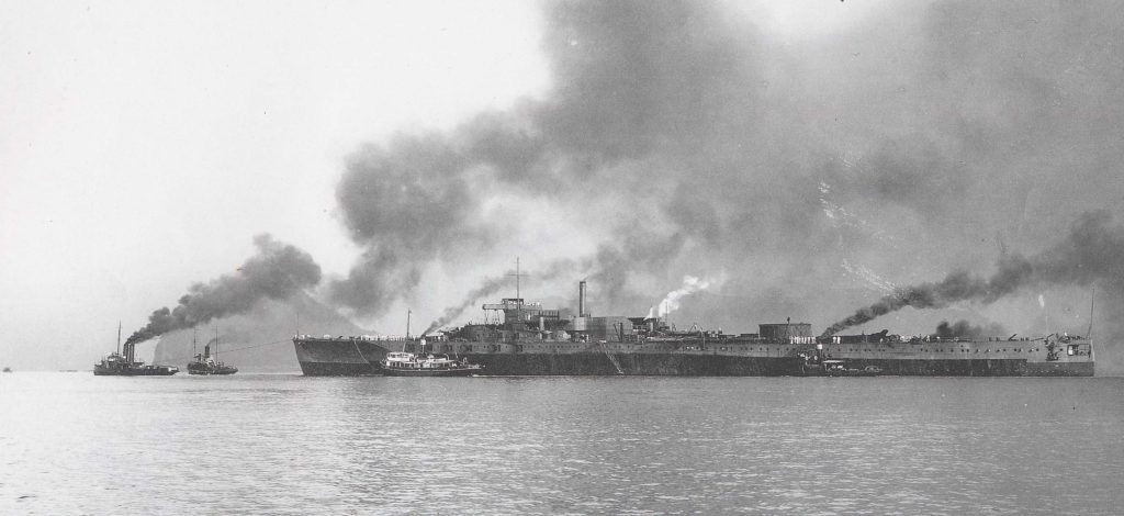 Tosa being towed from Nagasaki