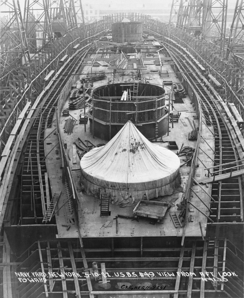 View from aft looking forward of the South Dakota (BB-49) 3 October 1022