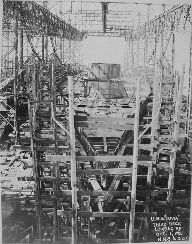 View of the Iowas (BB-53) third deck looking aft, 1 October 1921