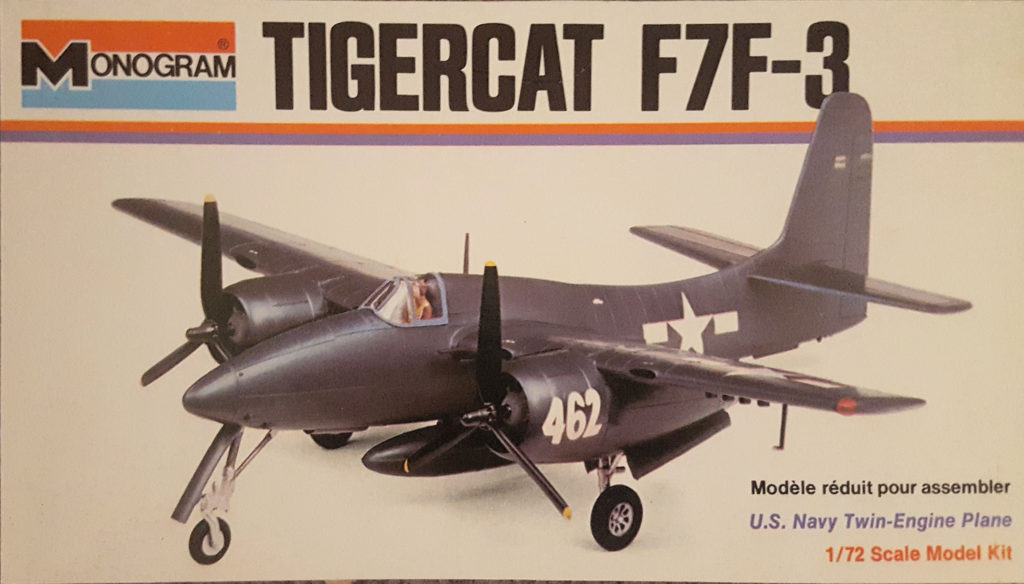 Grumman F7F-3 Tigercat 1/72 Scale Model by Monogram Box Art