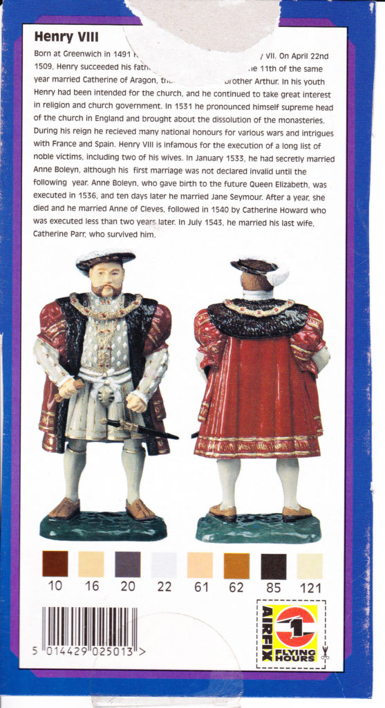 King Henry VIII 1:12 Scale Model by Airfix Painting Instructions