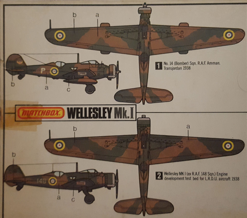 Vickers Wellesley Mk.I 1/72 Scale Model by Matchbox Painting Instructions