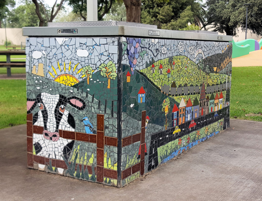 Mosaic Decoration on the BBQ in Simpson Park