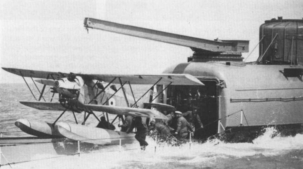 Preparing to launch a Parnall Peto from submarine HMS M2