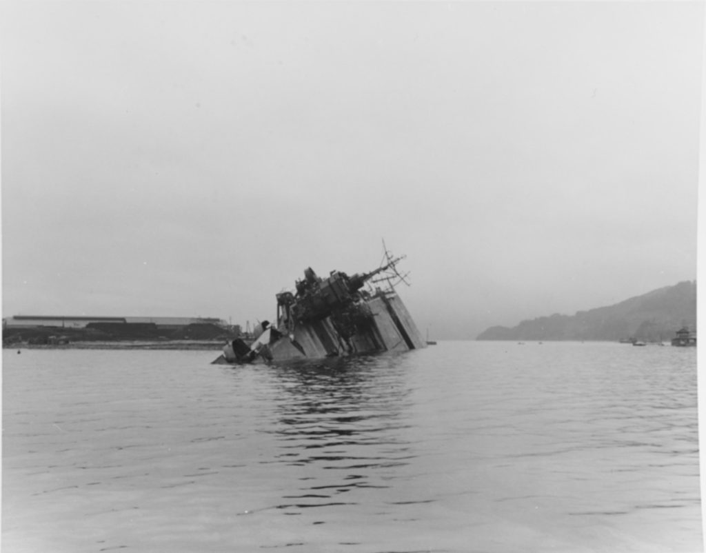 Amagi Sunk at Kure, Japan, 8 October 1945