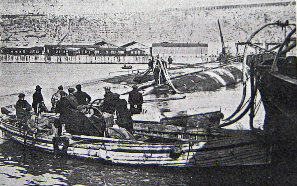 Air Being Pumped into the Hull of HMS Glatton During Salvage Operations 1925