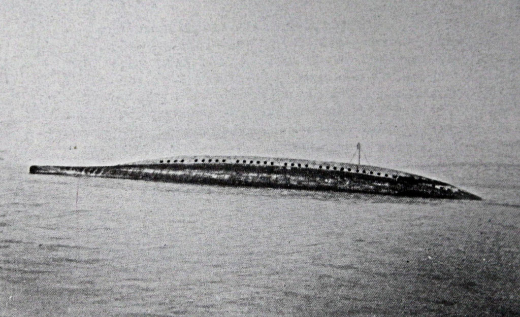 HMS Glatton's Upturned Hull in Dover Harbour September 1918