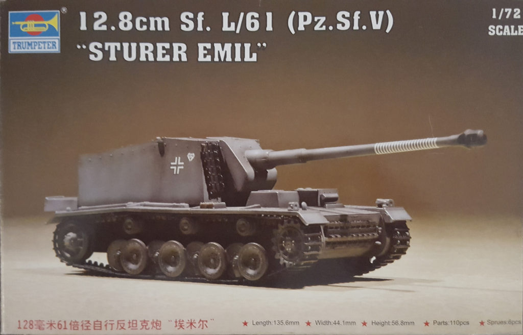 12.8cm Sf. L/61 (Pz.Sf.V) Sturer Emil 1:72 Scale Model by Trumpeter Box Art