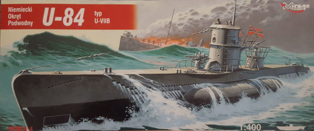 German U Boat Type VII U-84 1/400 Scale Model by Mirage Hobby Box Art