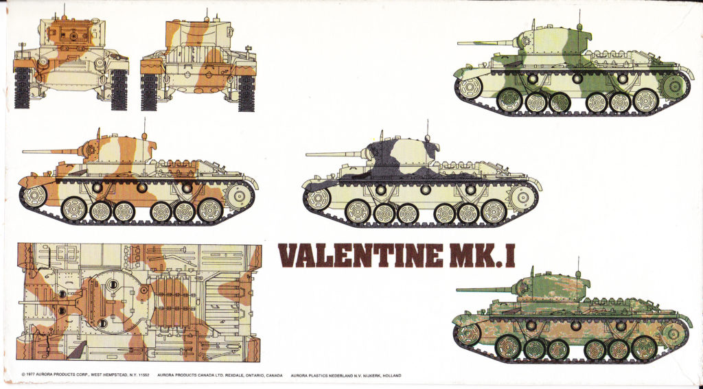 Valentine Mk.I by Aurora/ESCI 1/72 Scale Model Painting Instructions