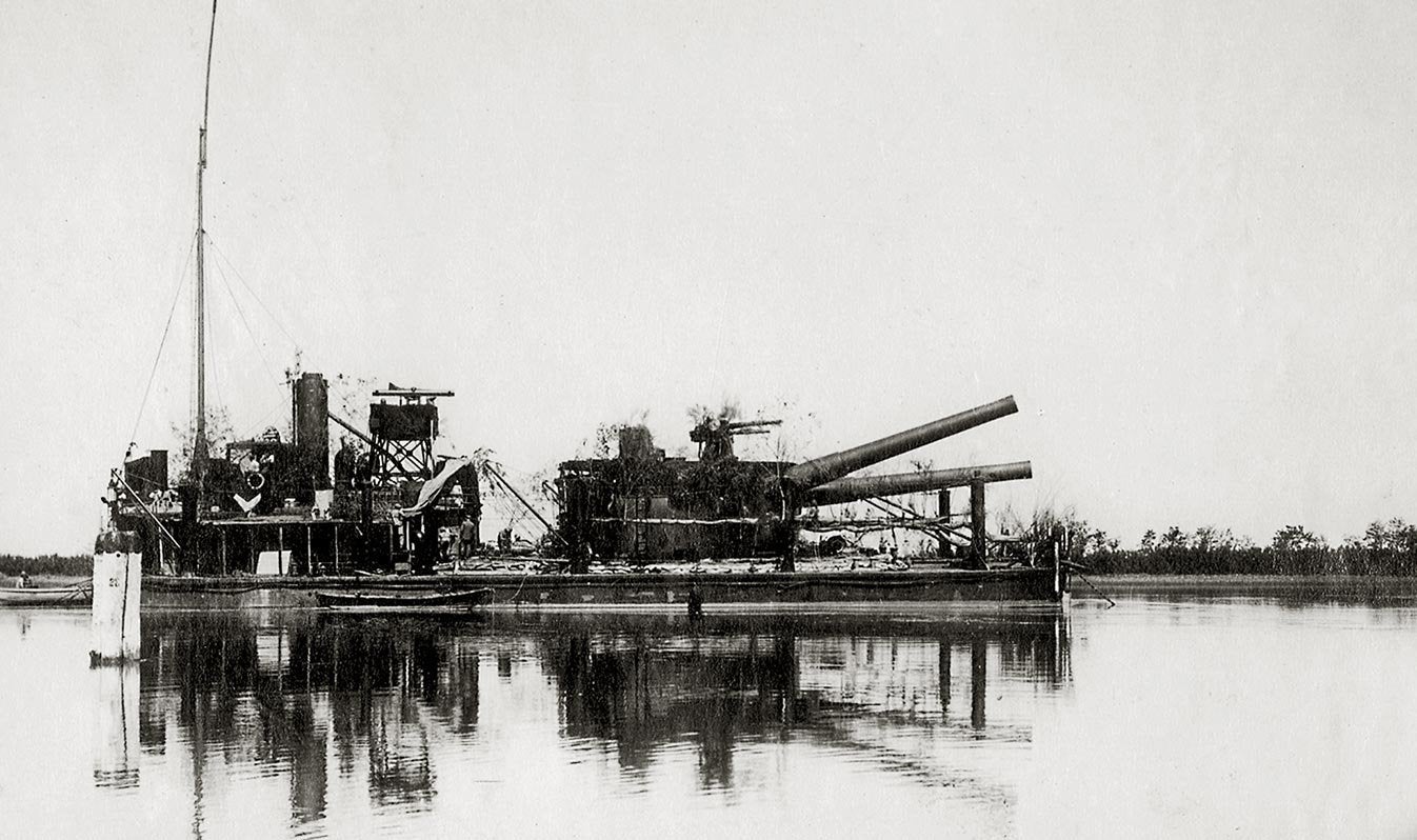 Former Italian floating crane ship GA53 after being converted to the monitor Alfredo Cappellini