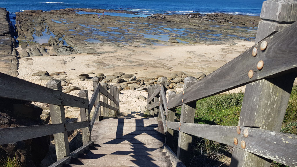 Wooden Steps Down to Norah Head Rock Platform