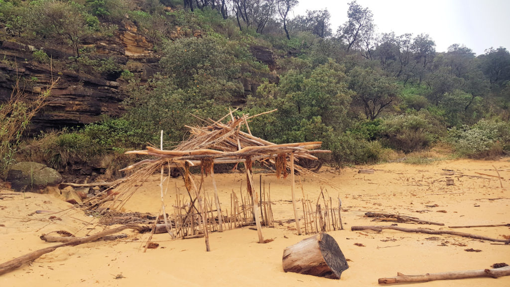 Driftwood Artwork on Maitland Bay Beach