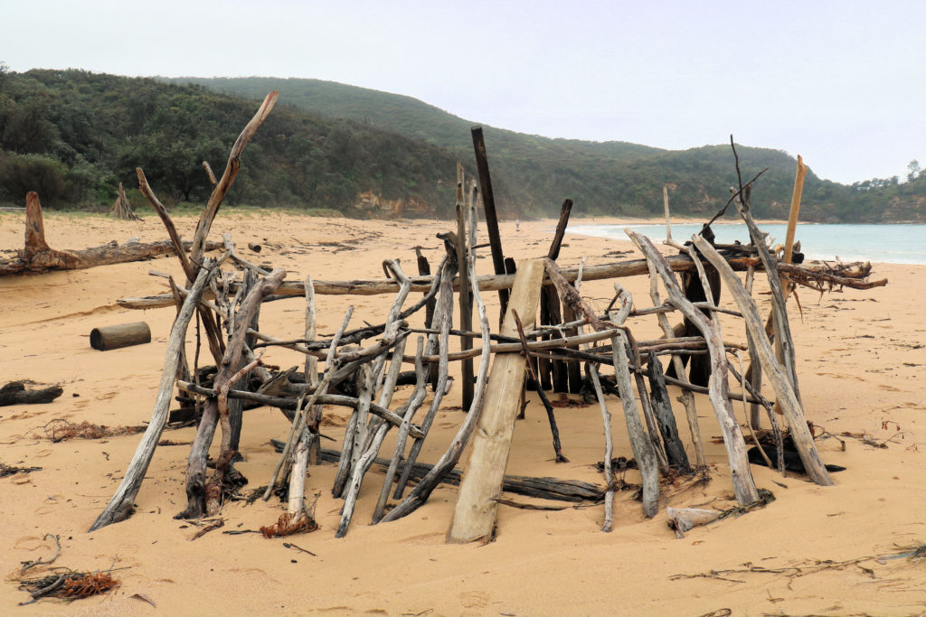 Driftwood Artwork on Maitland Bay Beach