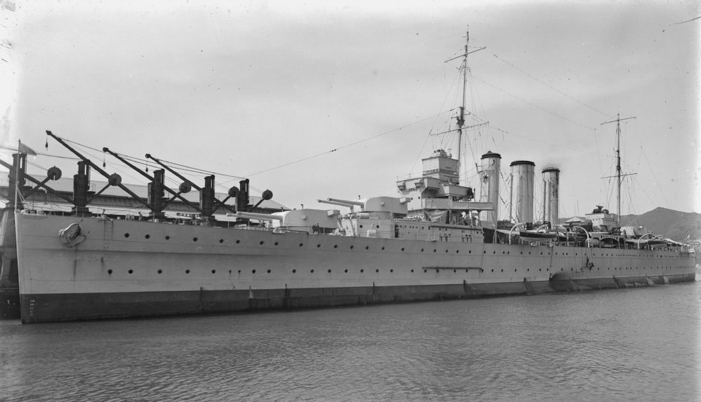 HMAS Canberra at Kings Wharf Wellington ca 1930