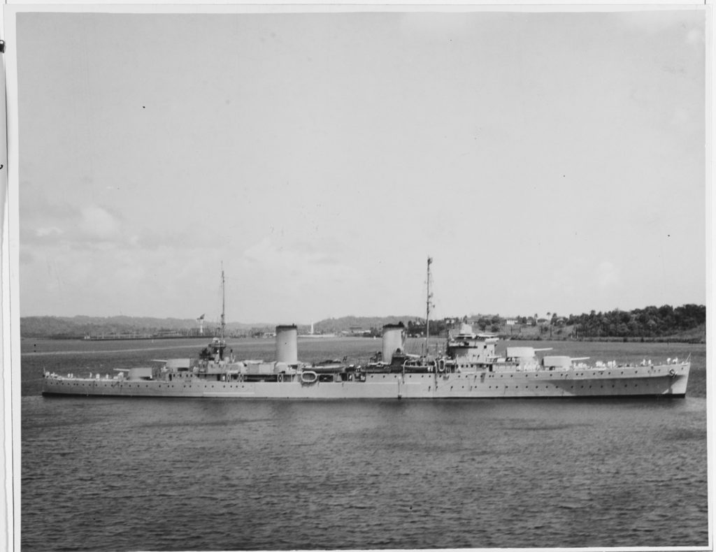 HMAS Perth in Gatun Lake, Panama Canal, 2 March 1940