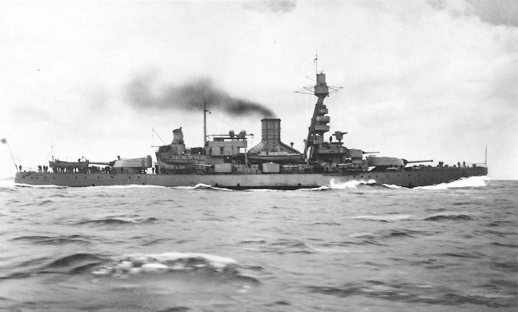 HSwMS Gustav V After 1930 Refit - Note Both Funnels are Trunked